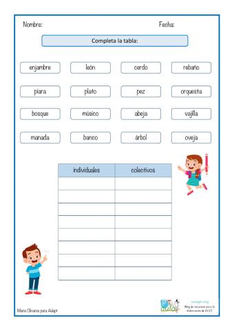 Nombres individuales y colectivos