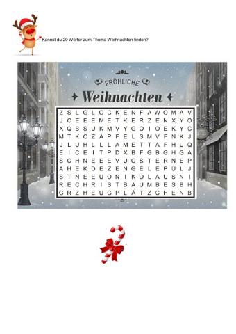 Weihnachten -Wortquadrat