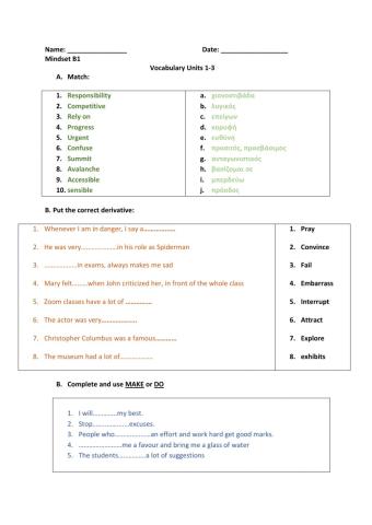 Mindset Test Units 1-3