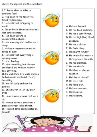 Injuries and conditions.