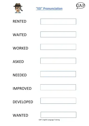 ED pronunciation ex listen and speak