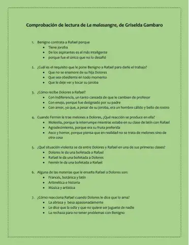 Comprobación de lectura de La malasangre