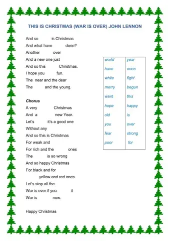 SO THIS IS CHRISTMAS-WAR IS OVER