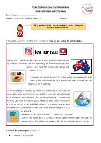 Final written exam language - English World 2020