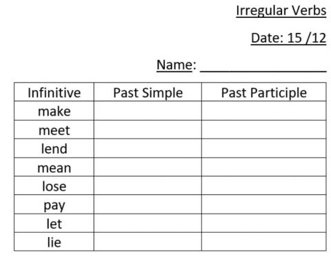 Irregular Verbs 7 (Flyers) 2020