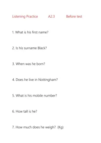 Listening Practice A2.3