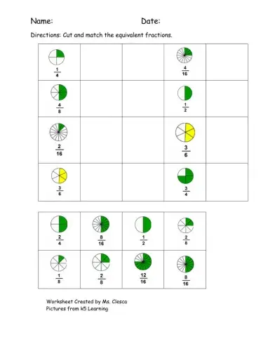 Equivalent Fractions Match-Up