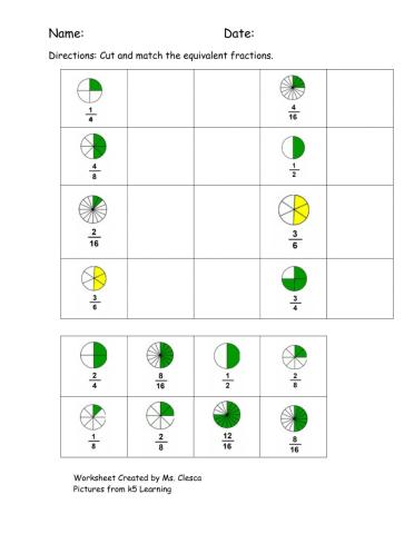Equivalent Fractions Match-Up