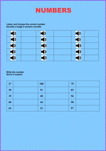 Numbers 20-100