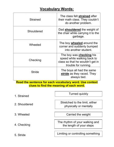 Grade 5 Lesson 7 Context Clues 1-11-21