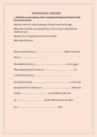 Reported speech statements