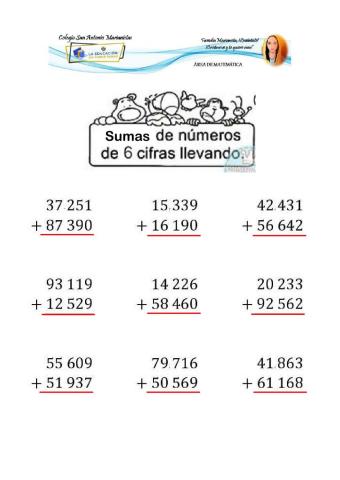 Sumas y restas de 6 cifras