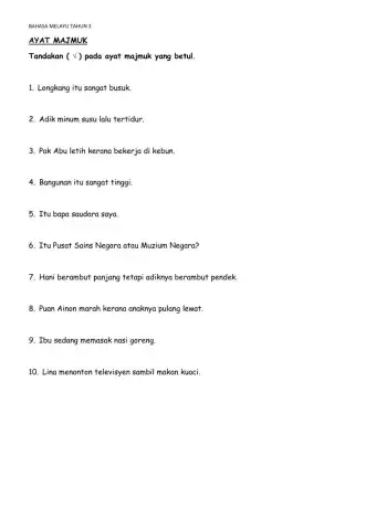 Bahasa melayu tahun 3 - ayat majmuk