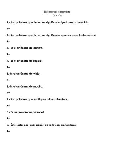 Examen de Español diciembre