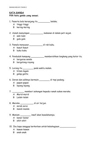 Bahasa melayu tahun 2 - kata ganda