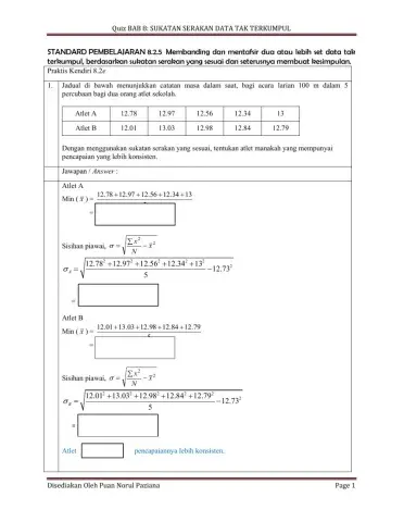 Bab 8 Sukatan serakan Data Tak Terkumpul