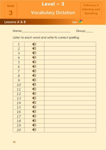 Spelling Test - L3-LS-U3