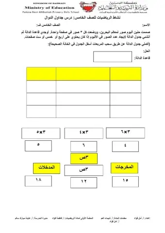 جداول الدوال