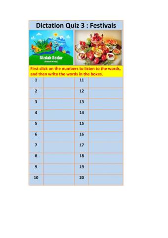 Dictation: Festivals