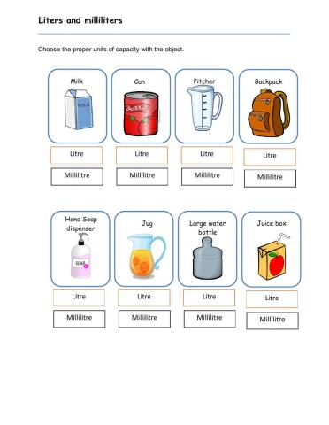 Measurement litre and millilitre