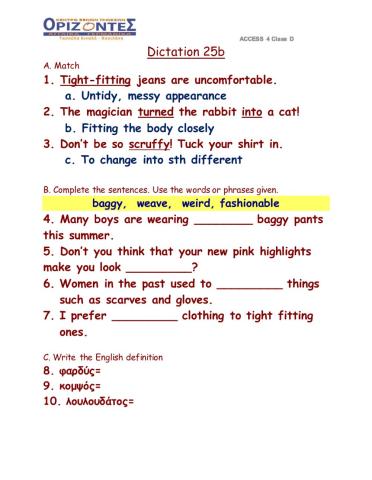 D class -Dictation 25B