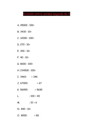 División entre unidad seguida de 0