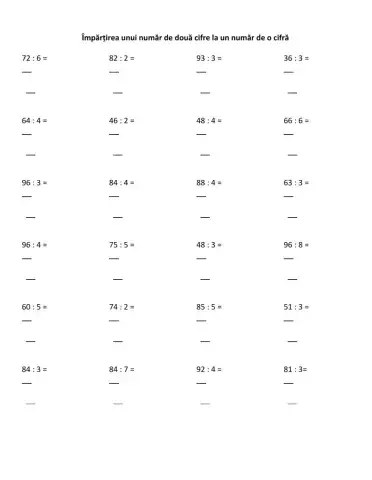 Împărțirea unui număr de două cifre la un număr deo cifră