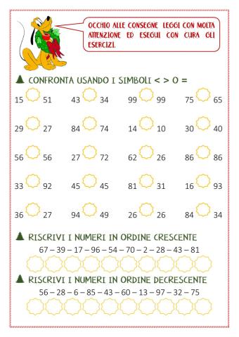 Esercizi di Natale con numeri entro il 100