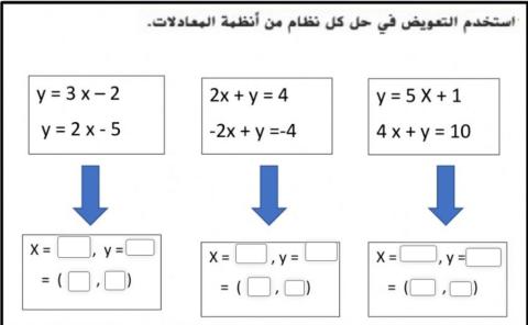 حل الأنظمة الخطية بالتعويض