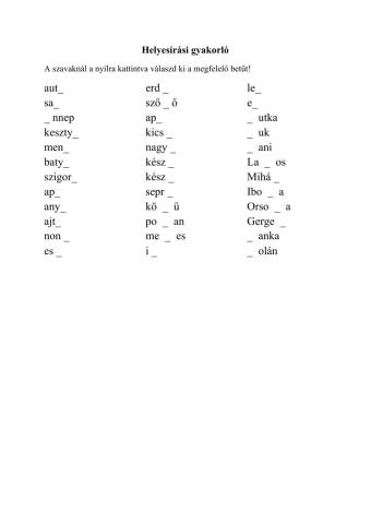 Helyesírási gyakorló