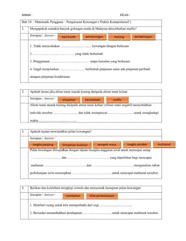 Bab 10 matematik pengguna : pengurusan kewangan ( praktis komprehensif )