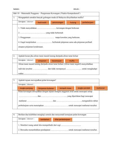 Bab 10 matematik pengguna : pengurusan kewangan ( praktis komprehensif )