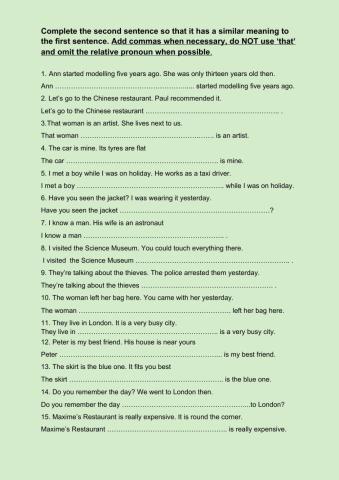 Defining and non-defining relative clauses