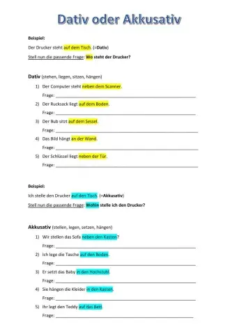 Dativ und Akkusativ - Fragen mit wo und wohin