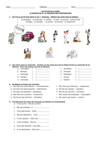 Masculin et féminin des professions