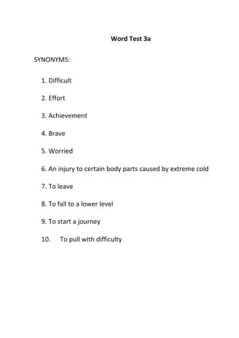 WORD TEST 3a  (On Screen 3)