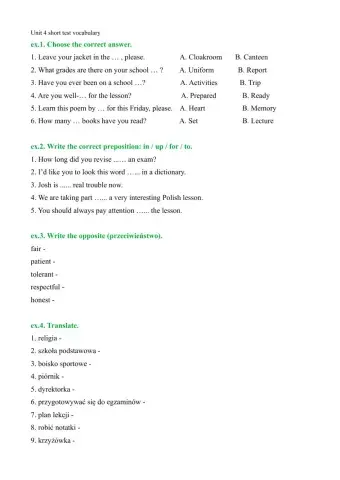 Repetytorium unit 4 education