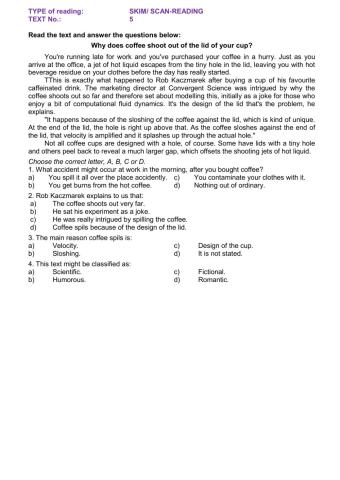 Reading part 3 text 5