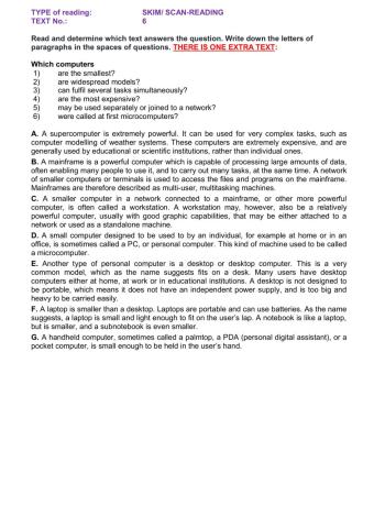 Reading part 3 text 6