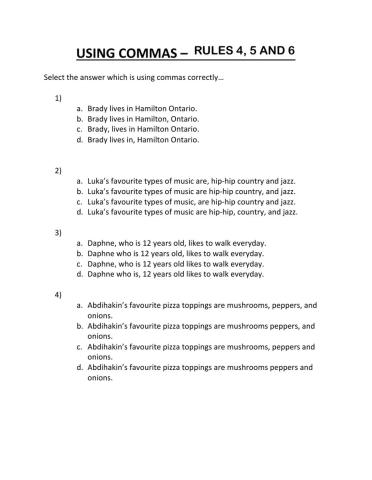 Commas Rules 4-6