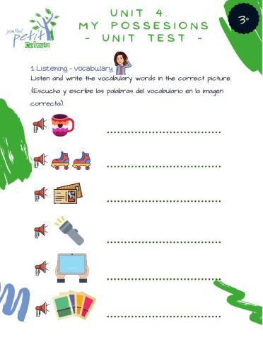 Unit 4. my possessions - unit test