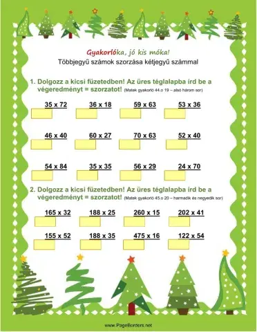 Többjegyű számok szorzása kétjegyűvel