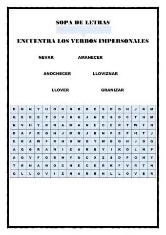 Sopa de letras de verbos impersonales