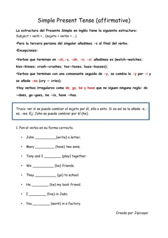 Present Simple Affirmative