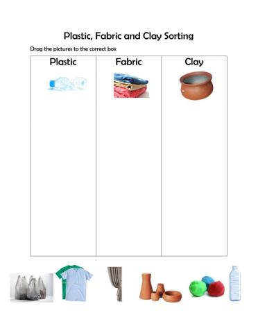 Sorting plastic, fabric and clay