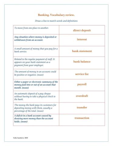 CLB 3 Banking. Vocabulary