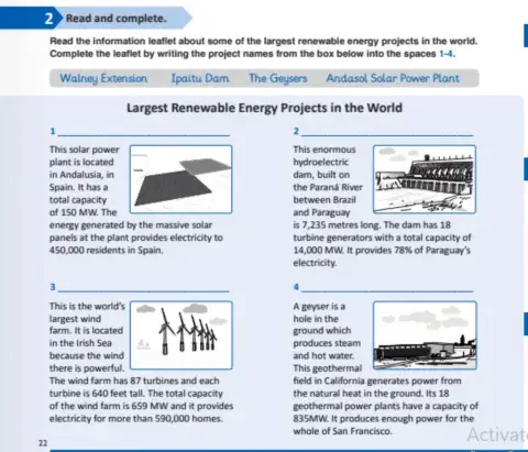 Renewable Energy worksheet