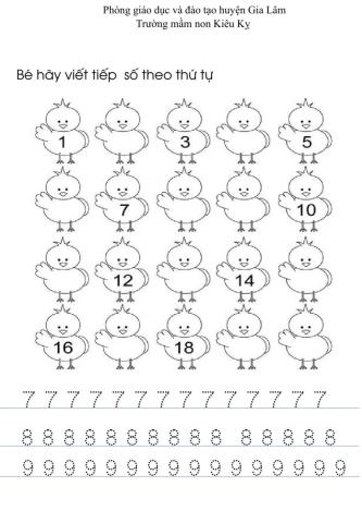 Điền số vào  ô trống theo thứ tự