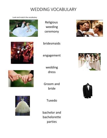 Wedding vocabulary