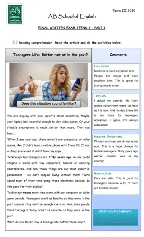 Final Exam - Teens 3 - SS